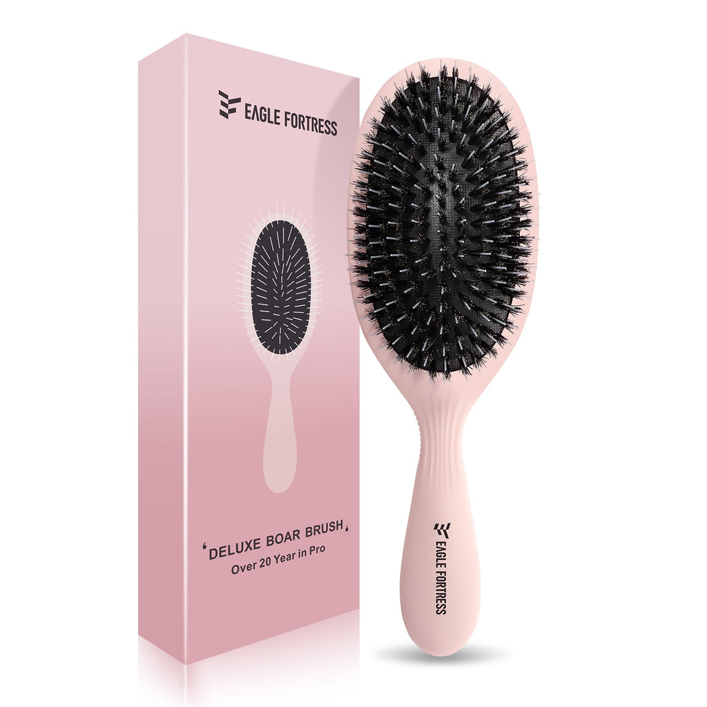 Eagle Fortress Deluxe Boar Bristle Hair Brush - Pink