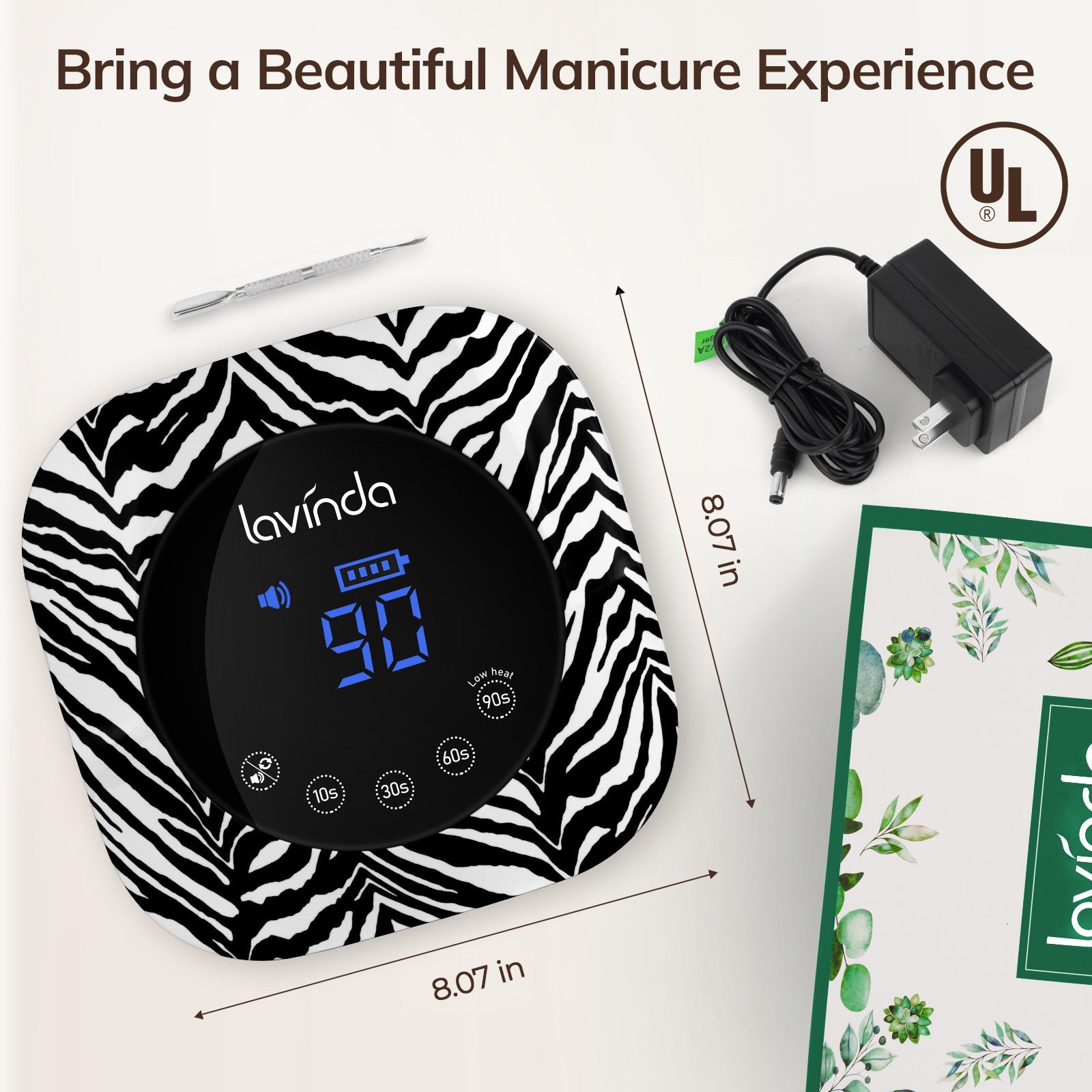 Crown™ Nail Lamp & Wand™ Nail Drill Bundle – Zebra Print