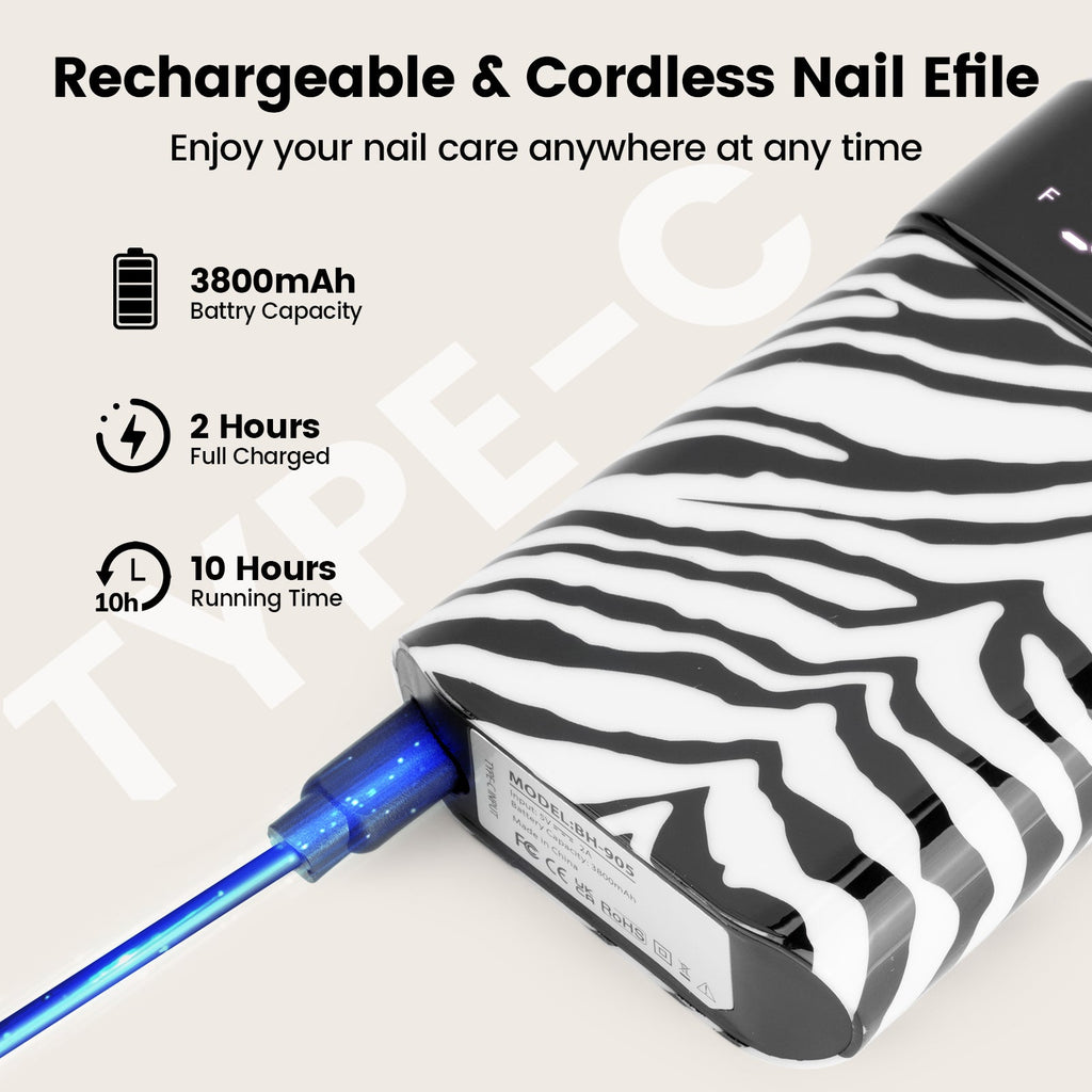 Crown™ Nail Lamp & Wand™ Nail Drill Bundle – Zebra Print