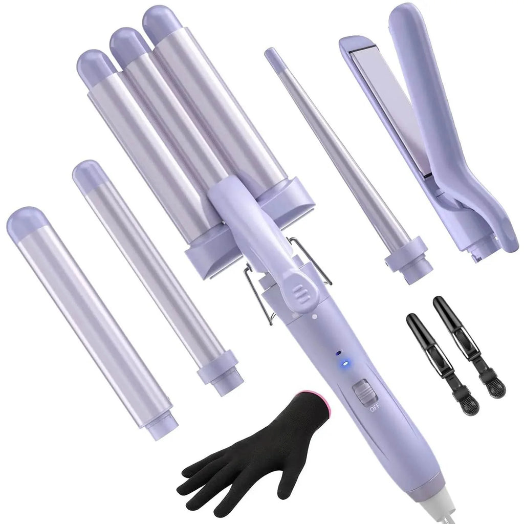 5 in 1 Wand Curling Iron-Curling Wand Set with Hair Straightener
