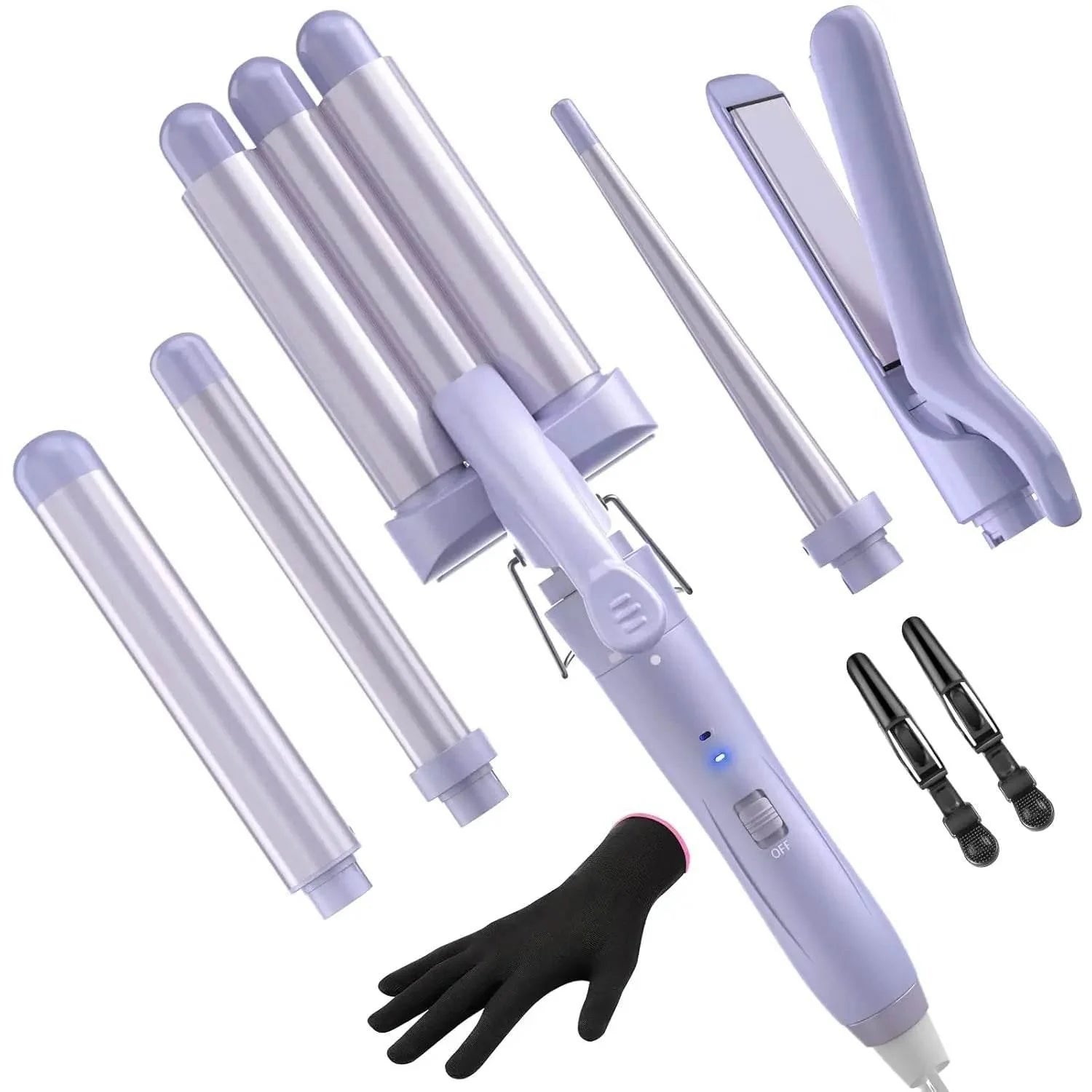 5 in 1 Wand Curling Iron-Curling Wand Set with Hair Straightener